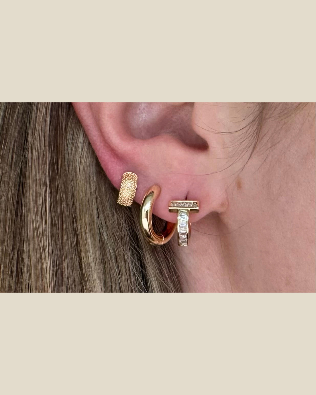 Gold Pavé Bar Huggie Hoops