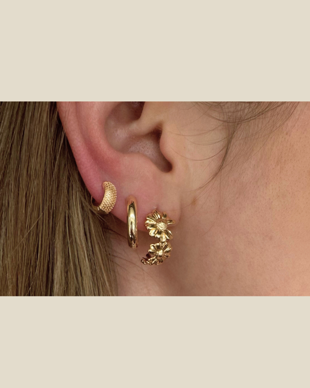Gold Daisy Hoops