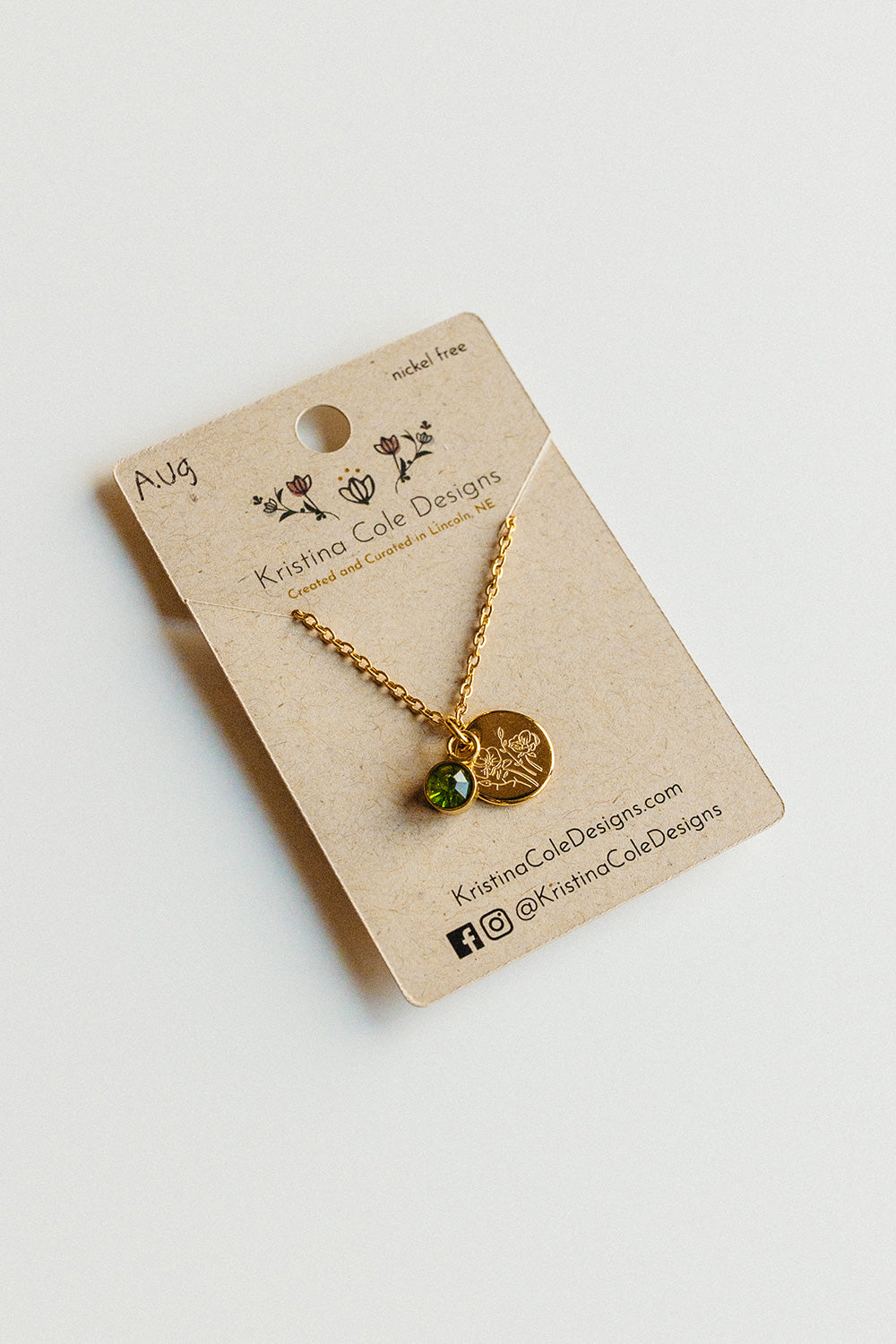 Gold Birthstone and Flower Necklace