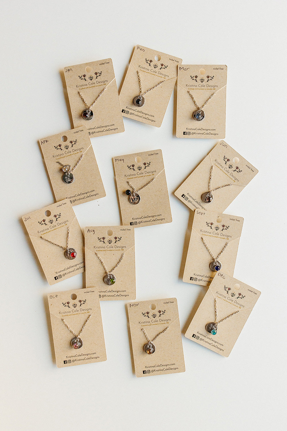Silver Birthstone and Flower Necklace