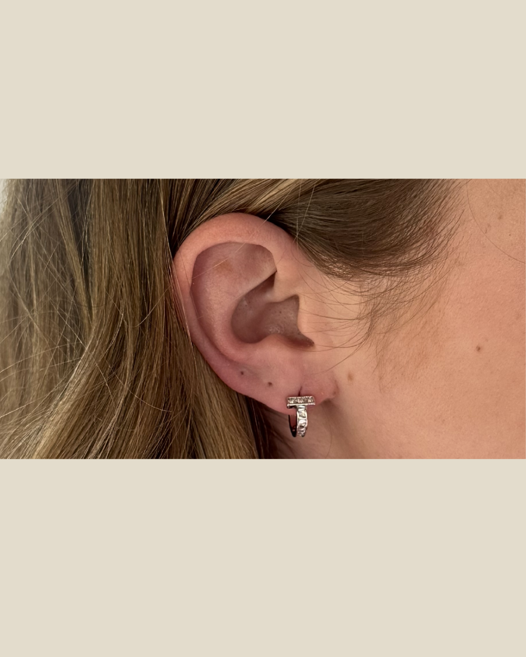 Pave Bar Huggie Hoops