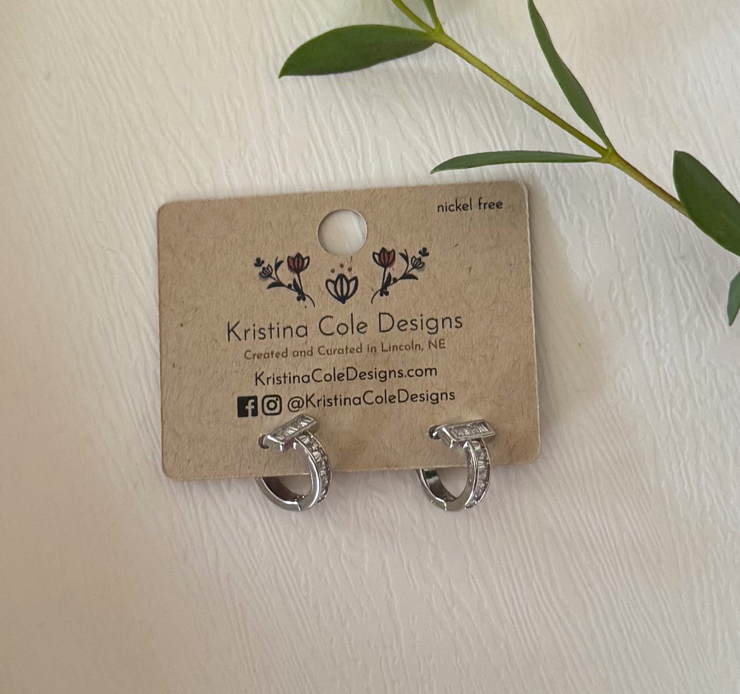 Pave Bar Huggie Hoops